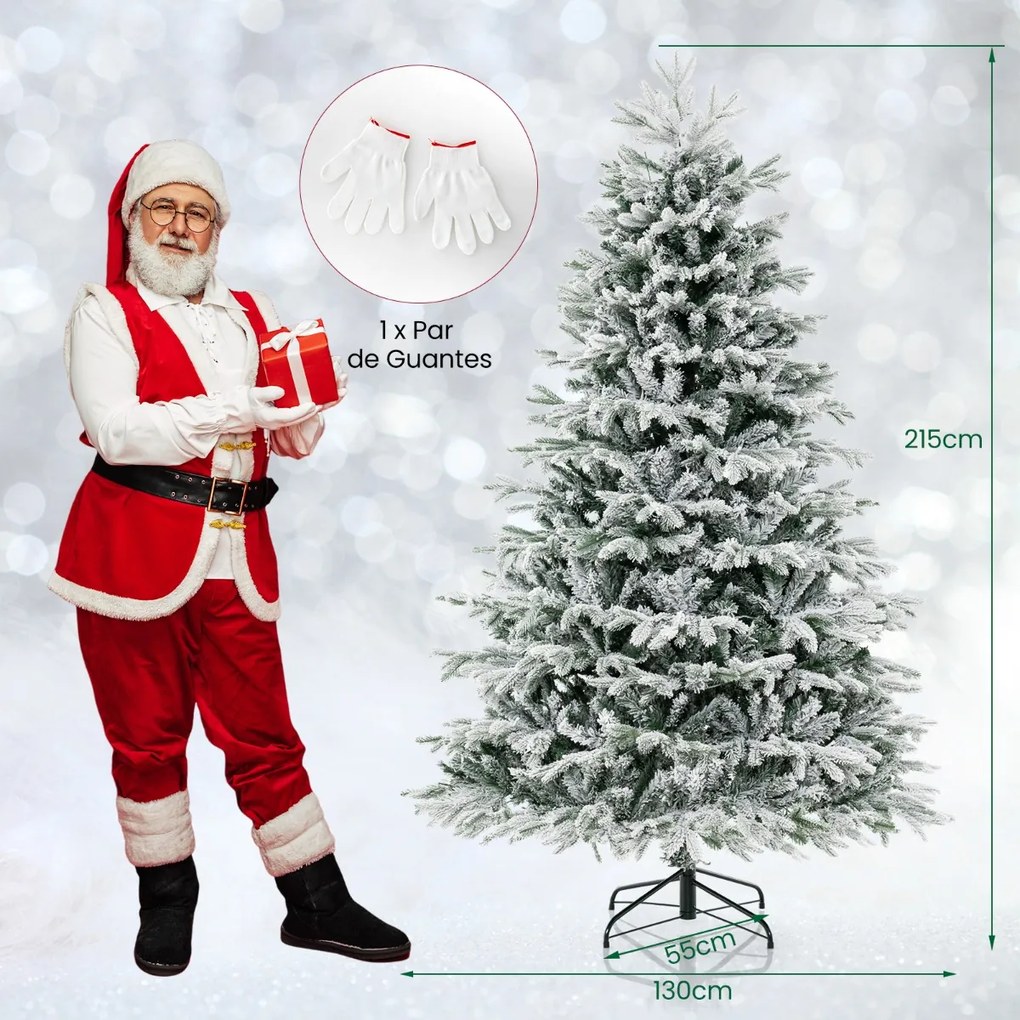 Árvore de Natal artificial pré-iluminada de 215 cm com 450 luzes LED brancas quentes (ENFEITES NÃO INCLUIDOS) verde e branca