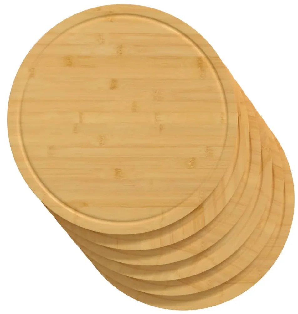 Tábuas de cortar 6 pcs Ø30x1,5 cm bambu