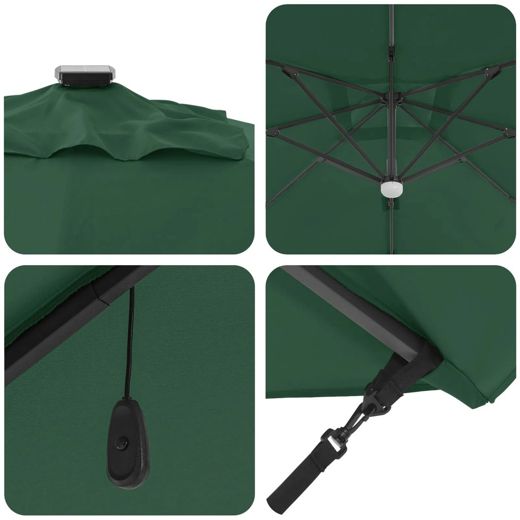 Guarda-sol Verde de Braço Articulado Verde Poliéster, Metal Grande