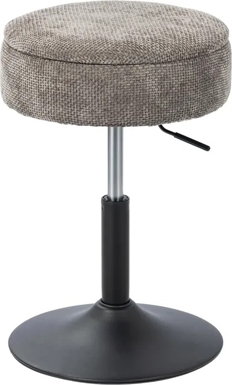 Banco de Bar com Armazenamento Altura Ajustável Giratório Estofado em Chenilla 39x39x49-65 cm Cinzento