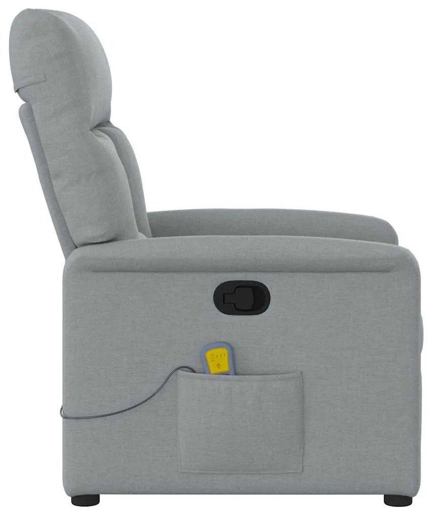 Poltrona de massagens reclinável tecido cinzento-claro