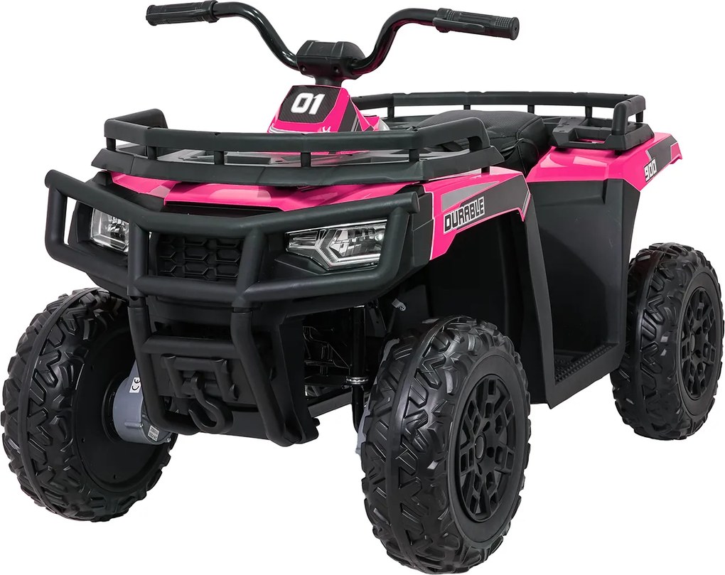 Moto 4 eletrica Crianças ATV WOLF 24V 4x4, 4 motores 200W, Rodas de espuma EVA, Assento Couro ecológico Rosa