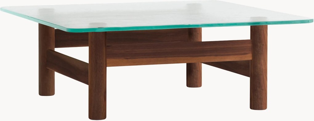 Mesa de centro em madeira de nogueira com tampo de vidro Brasilia
