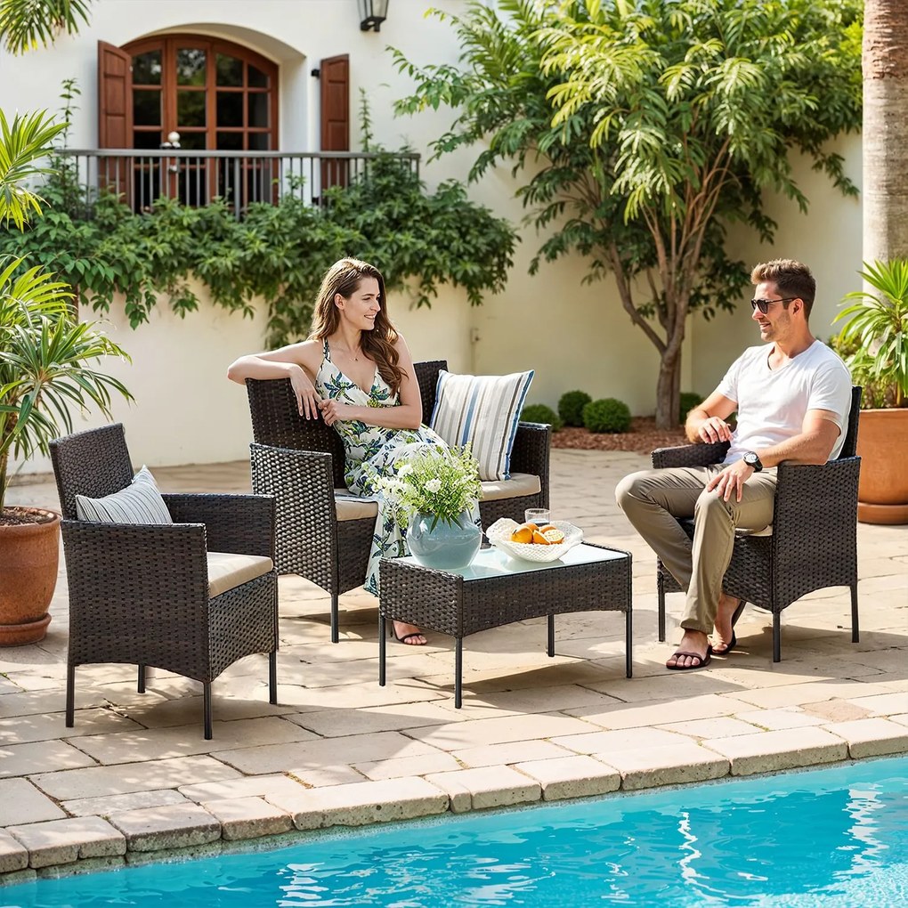 Conjunto de Jardim moderno e elegante em Polyrattan Castanho-taupe