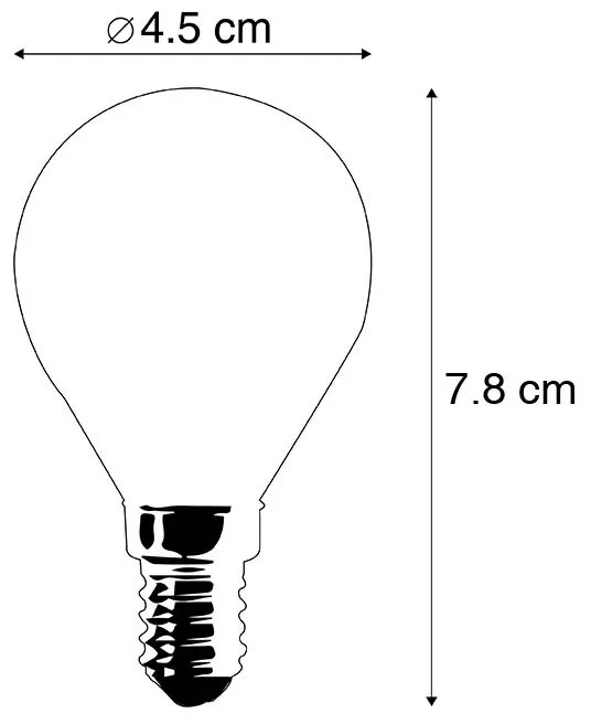 Conjunto de 5 lâmpadas esféricas de filamento LED reguláveis E14 5W 470lm 2700K