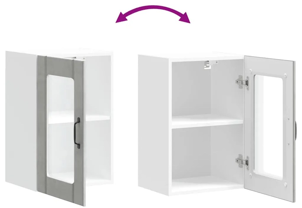 Armário de parede de cozinha porta vidro Lucca cinzento cimento