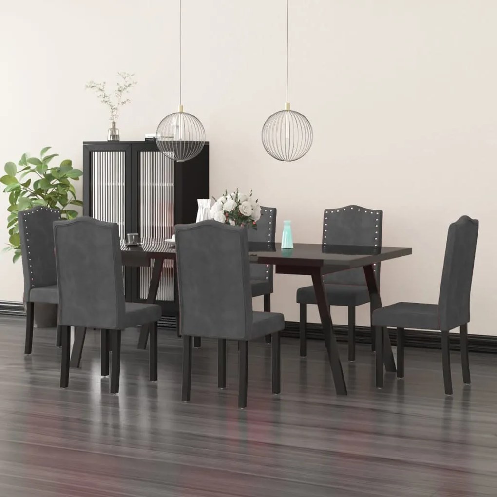 vidaXL Cadeiras de jantar 6 pcs veludo cinzento-escuro
