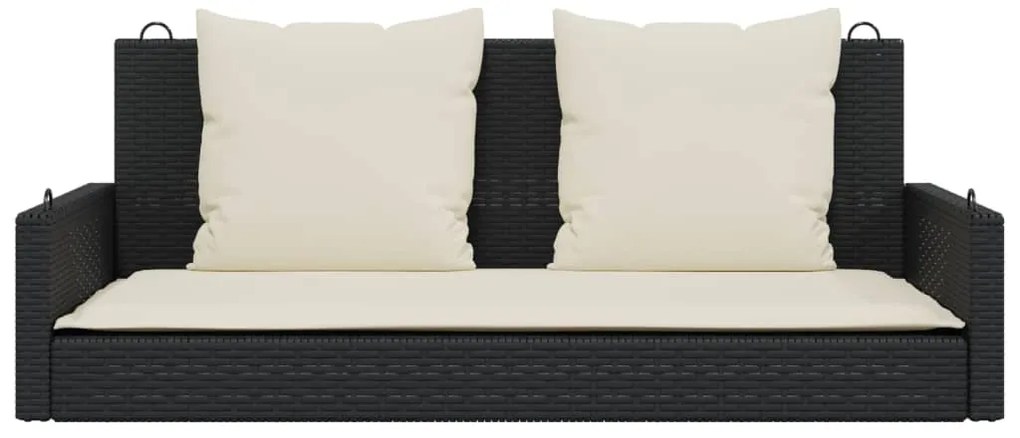 Banco baloiço com almofadões 119x56x48 cm vime PE preto