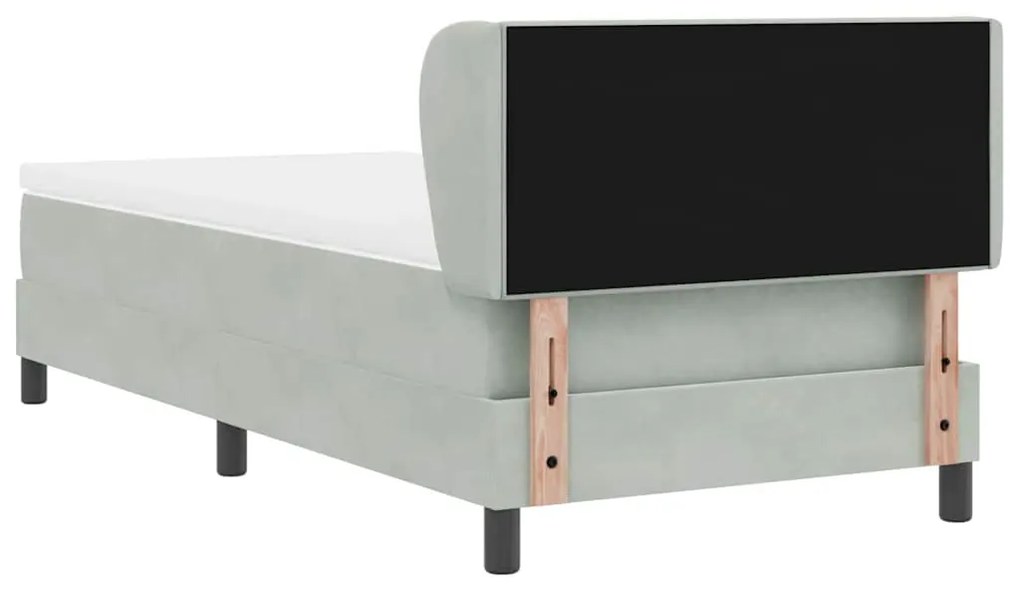 Cama Box com Colchão vidaXL Cinza Claro 90x190 cm em Veludo