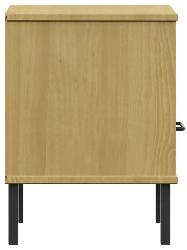 Mesa cabeceira c/ pernas de metal OSLO pinho maciço castanho