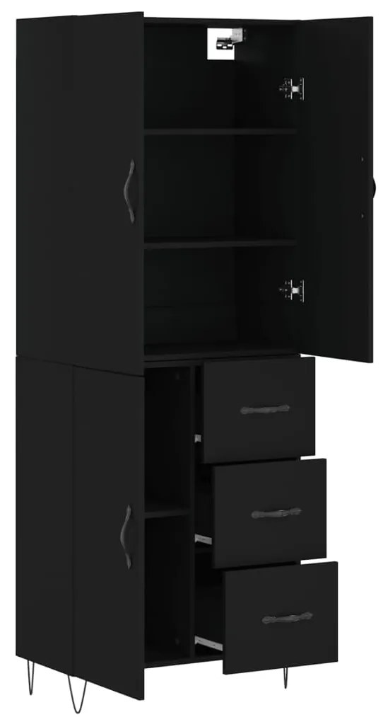 Armário alto 69,5x34x180 cm derivados de madeira preto