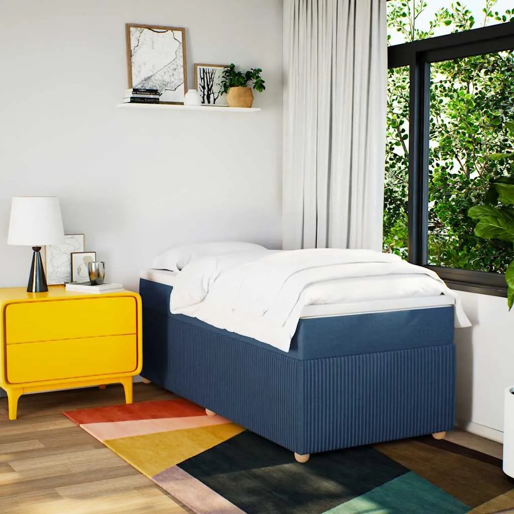 Cama com molas/colchão 100x200 cm tecido azul