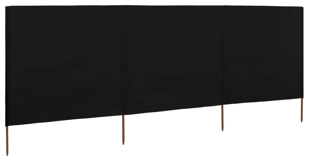 Para-vento com 3 painéis em tecido 400x120 cm preto