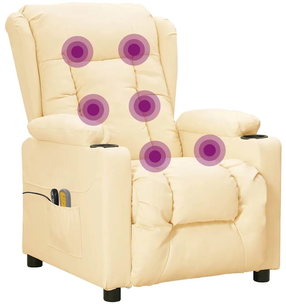 Poltrona de massagens elétrica couro artificial cor creme