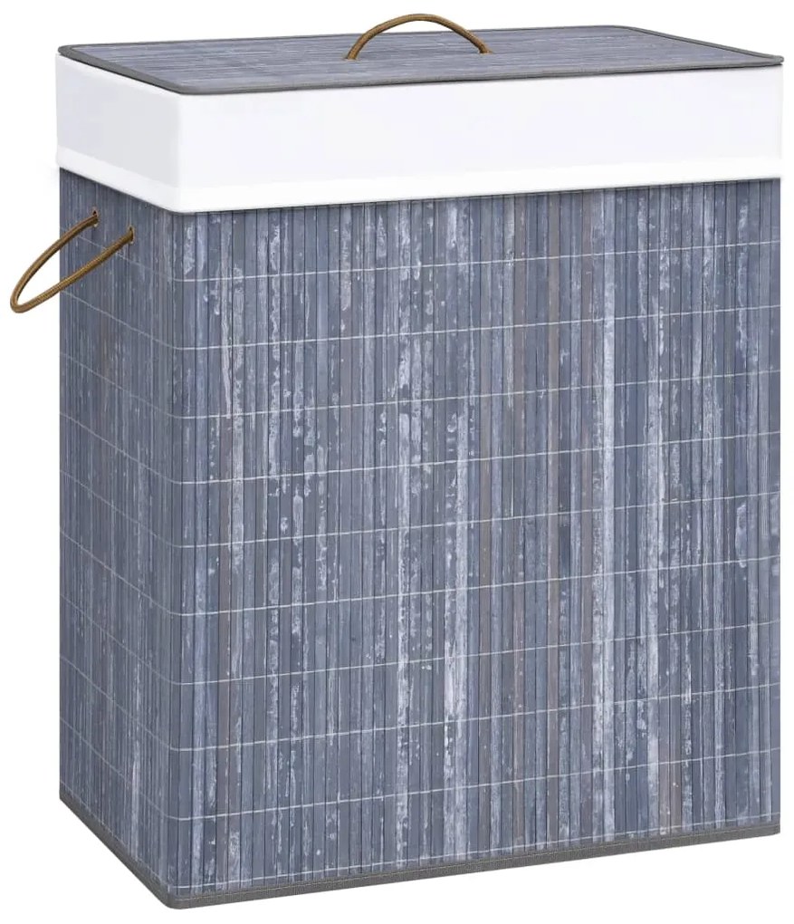 vidaXL Cesto para roupa suja c/ secção única 83 L bambu cinzento