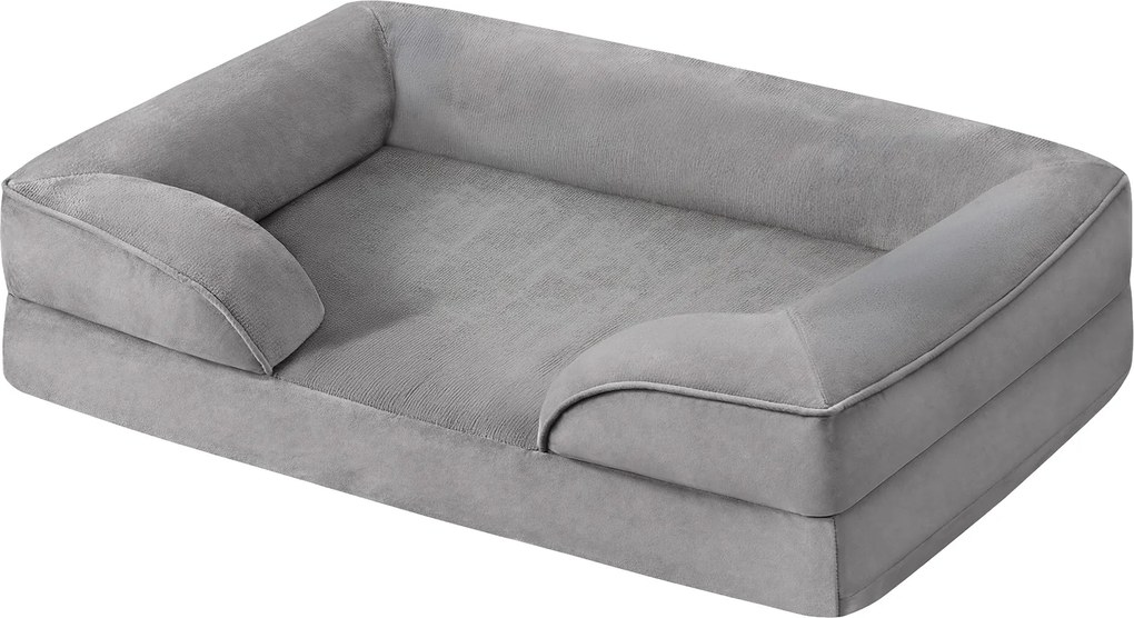 Cama ortopédica para cães tamanho M, 76 x 51 x 16 cm, capa removível, bordas mais altas Cinza claro