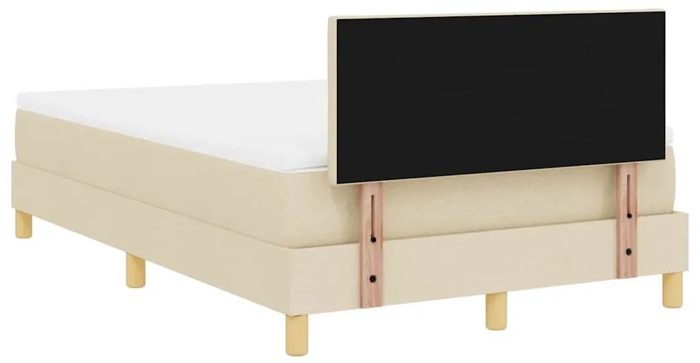 Cama Box Spring Creme com Colchão &amp; Luzes LED 120x200 cm Tecido