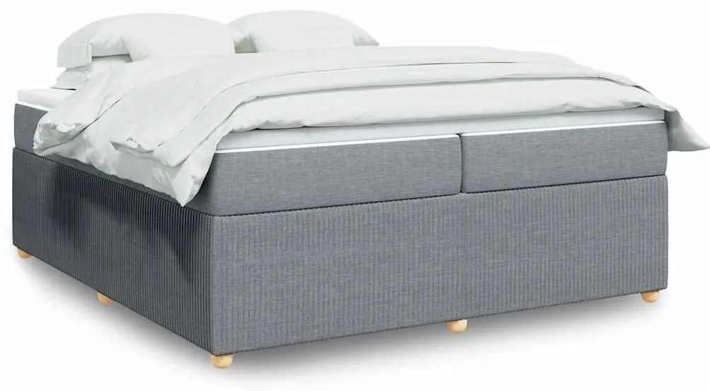 Cama com molas/colchão 200x200 cm tecido cinza-claro