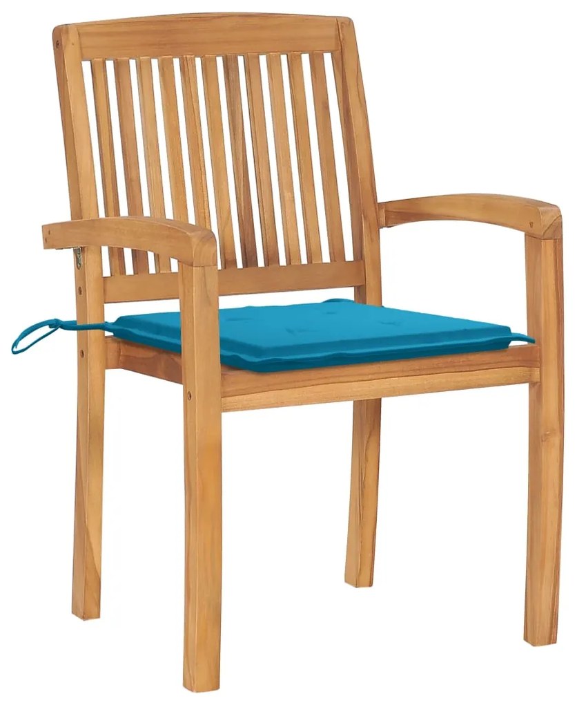 Cadeiras de jardim empiháveis c/ almofadões 4 pcs teca maciça