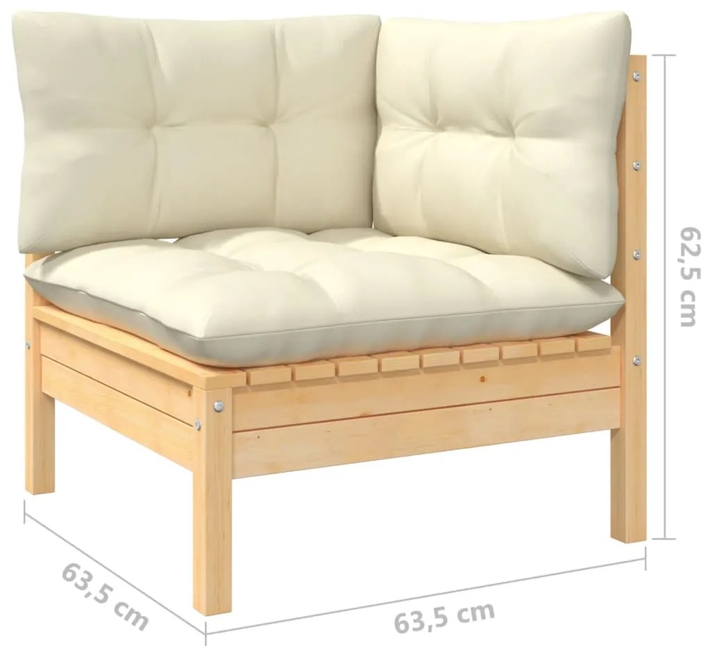 6 pcs conjunto lounge jardim c/ almofadões cor creme pinho