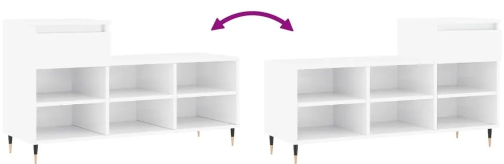 Sapateira 102x36x60 cm derivados de madeira branco brilhante