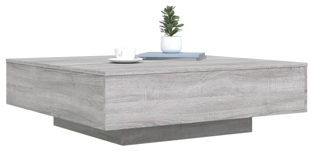Mesa de centro com luzes LED 100x100x31 cm cinzento sonoma