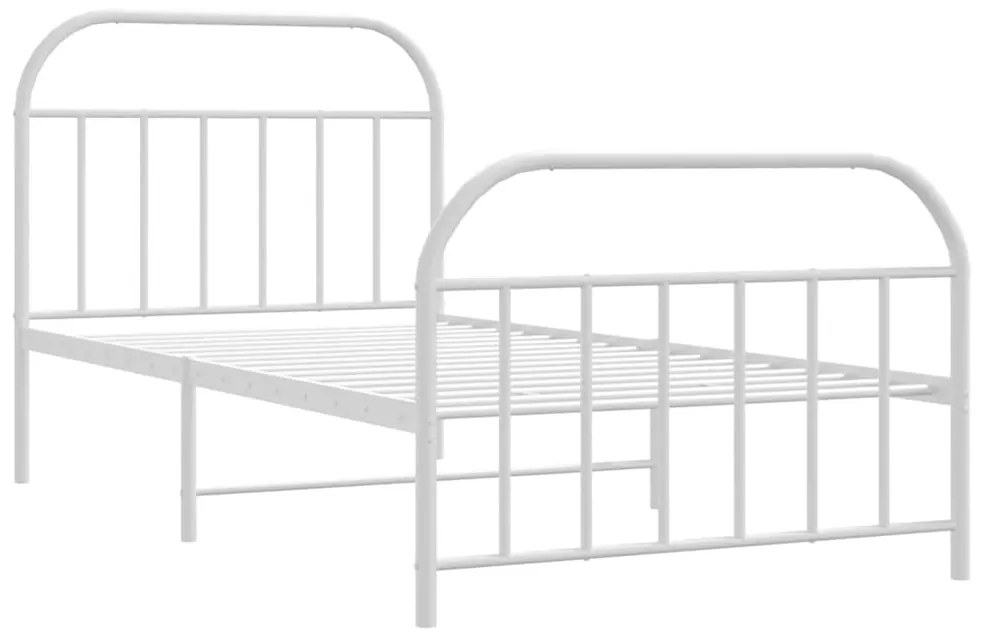Estrutura de cama com cabeceira e pés 100x190 cm metal branco