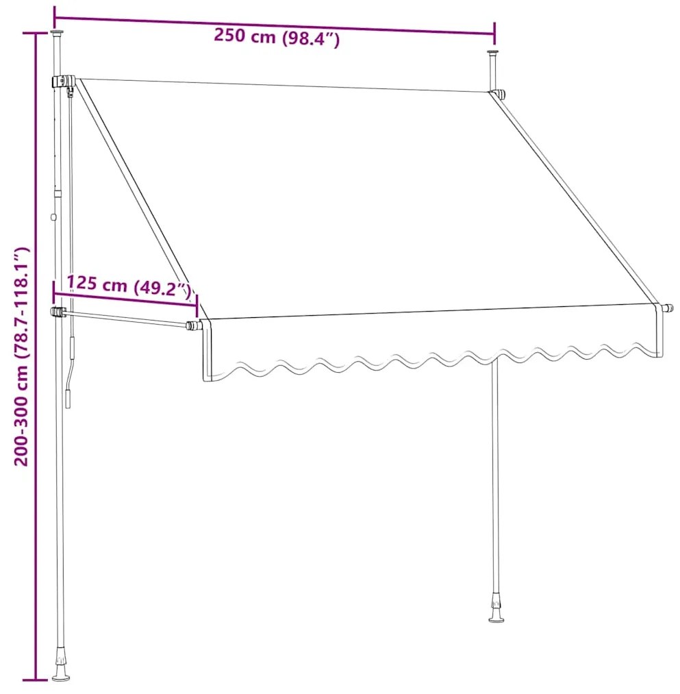 Toldo retrátil manual 250 cm riscas azuis e brancas