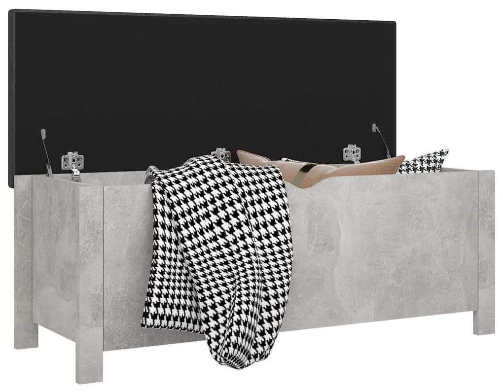 Caixa arrumação c/ almofadão contrap. 105x40x45cm cinza cimento