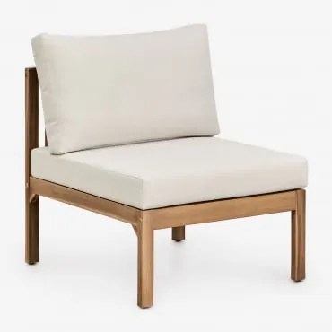 Módulo Central Para Sofá Modular De Jardim Em Madeira De Acácia Branson Branco Gardênia - Castanho Acácia - Sklum