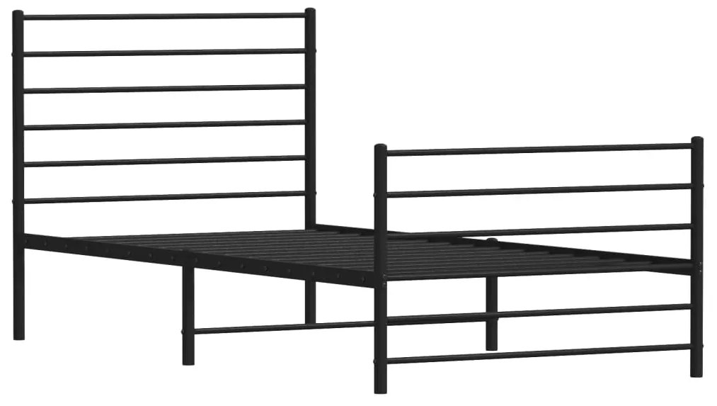 Estrutura de cama com cabeceira e pés 90x200 cm metal preto