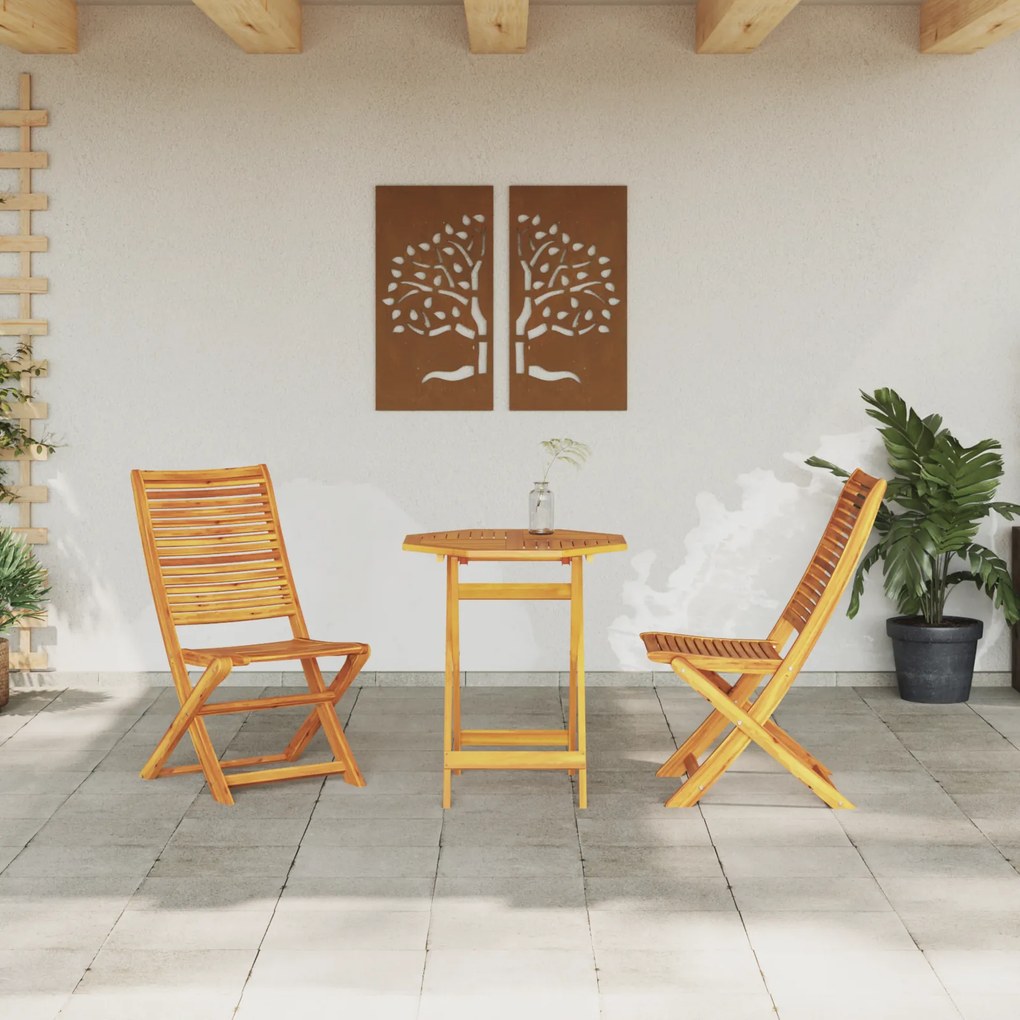 Conjunto de Bistro Dobrável VidaXL de 3 Peças em Madeira Sólida de Acá