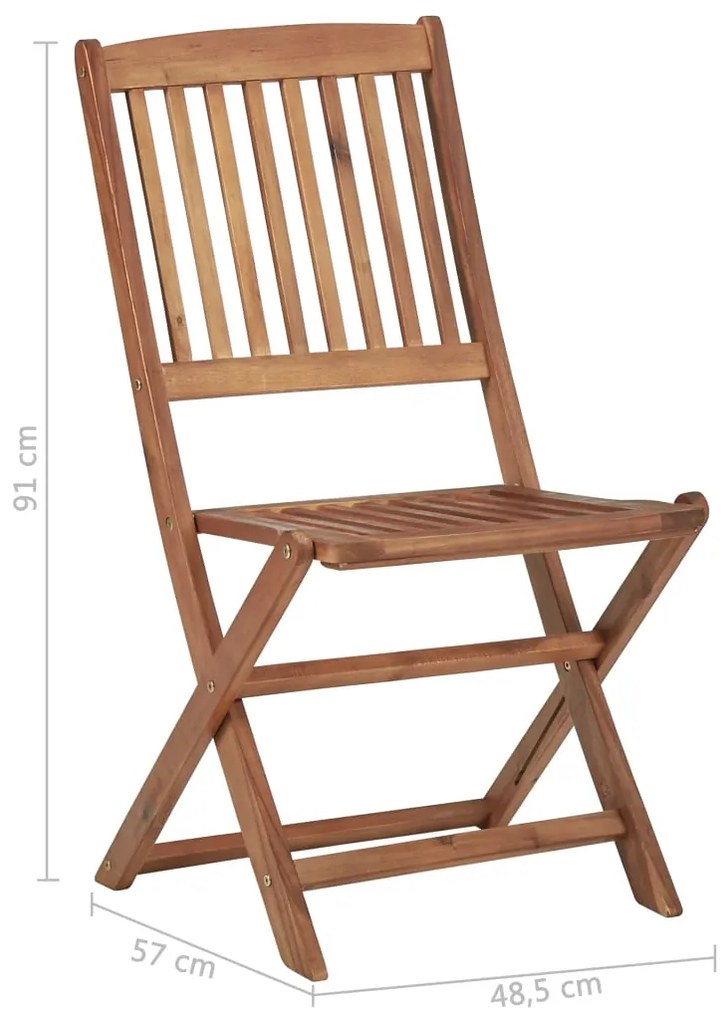 Cadeiras de exterior dobráveis 8 pcs madeira de acácia maciça
