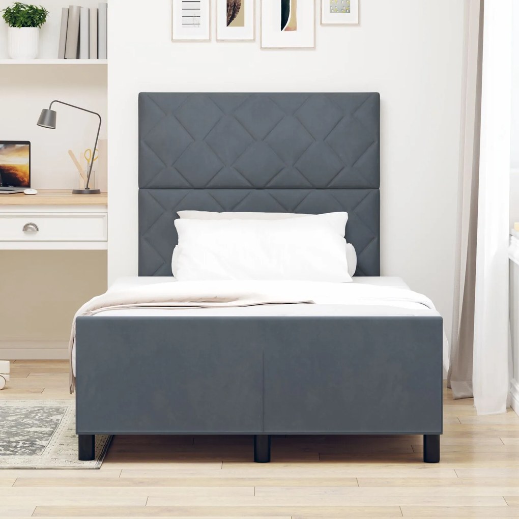 Cama vidaXL Cinza Escuro 120x190 cm Veludo