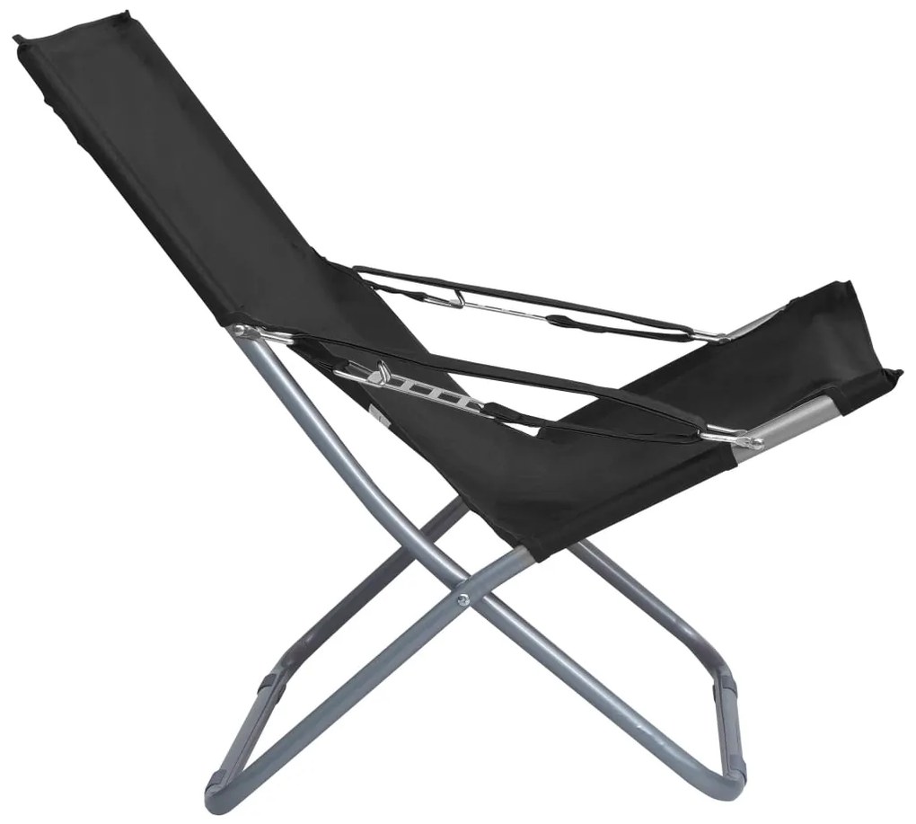 Cadeiras de praia dobráveis 2 pcs tecido preto