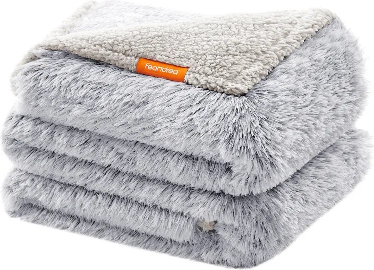 Manta para cães utilizável dos dois lados 229 x 203 cm, em tecido Sherpa cinzenta
