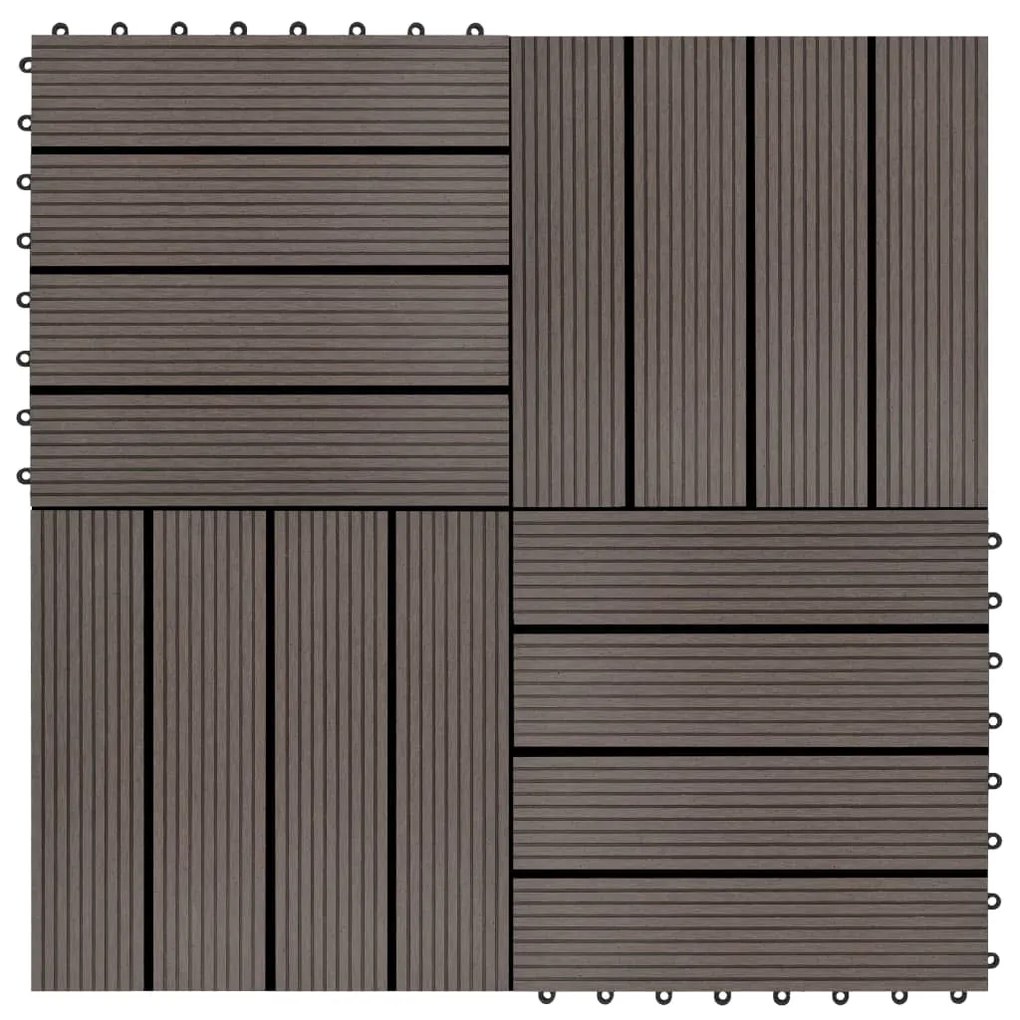 45025 vidaXL Ladrilhos de pavimento 11 pcs WPC 1m² 30x30 cm castanho escuro
