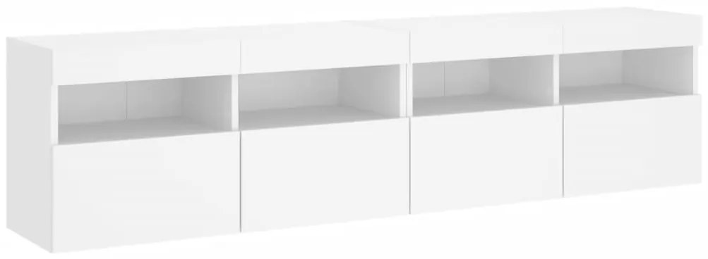 Móveis de parede p/ TV com luzes LED 2 pcs 80x30x40 cm branco