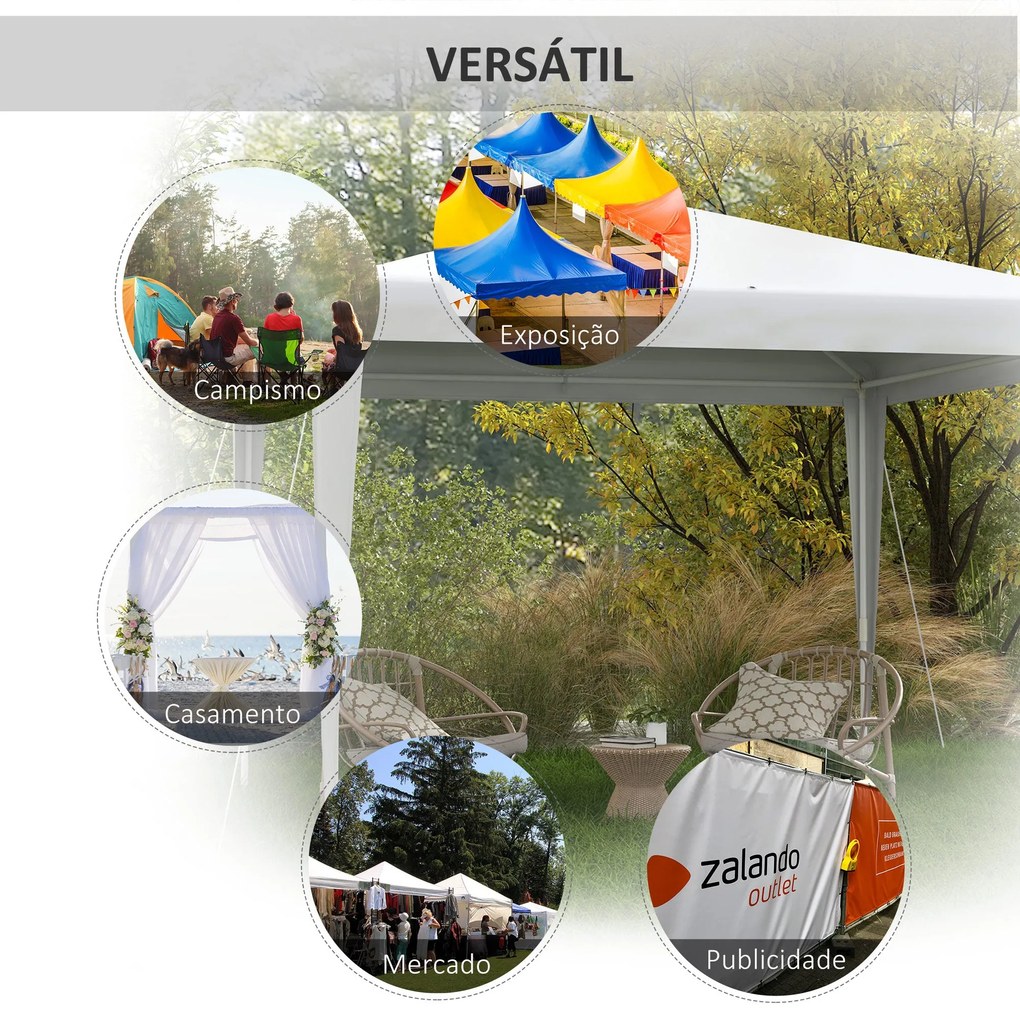 Tenda de Jardim Desmontável 293x293 cm Tenda para Exteriores com 4 Ori