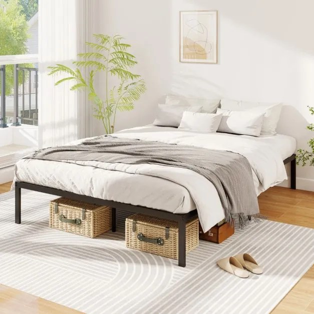 Estrutura de cama metálica 200 x 140 cm com ripas (COLCHÃO NÃO INCLUIDO) Preta
