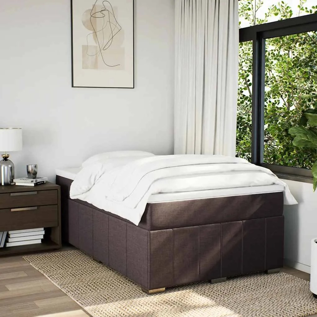 Cama com molas/colchão 120x200 cm tecido castanho-escuro