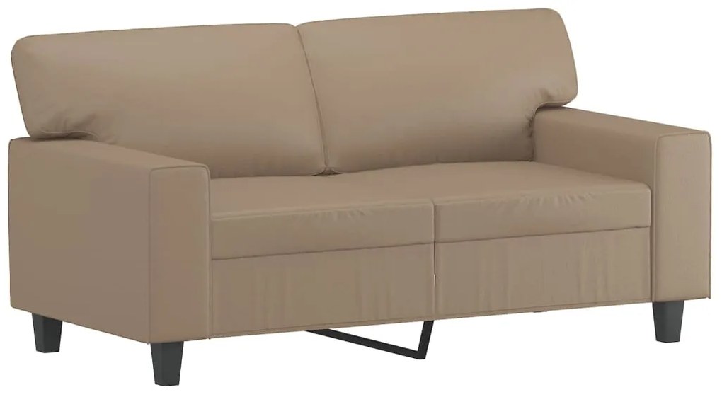 2 pcs conjunto sofás c/ almofadas couro artificial cappuccino