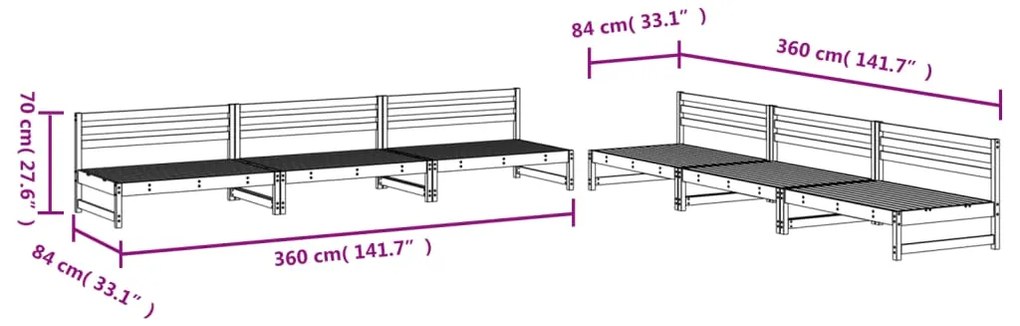 6 pcs conjunto lounge de jardim madeira de pinho impregnada