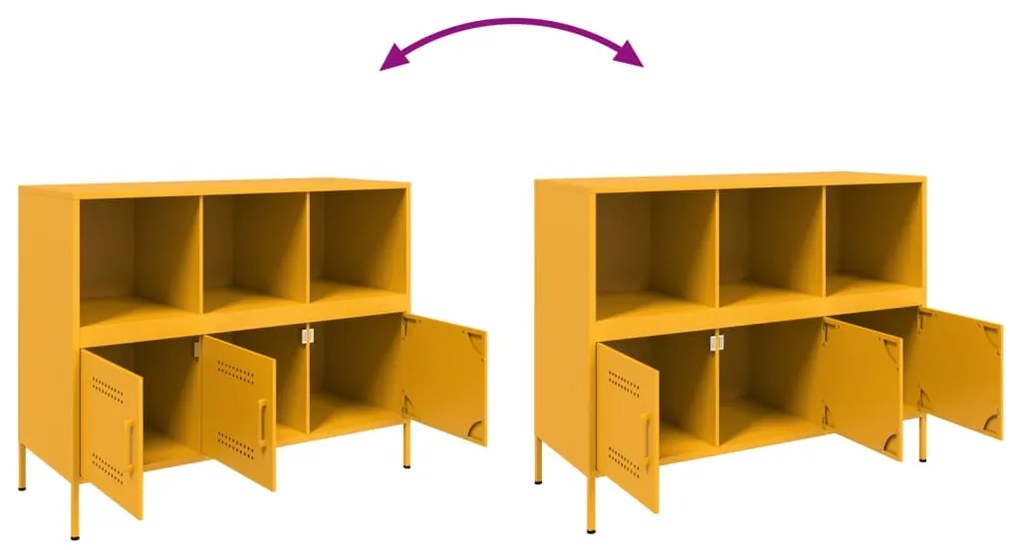 Aparador 100,5x39x79 cm aço amarelo mostarda
