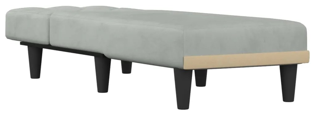 Chaise longue veludo cinzento-claro