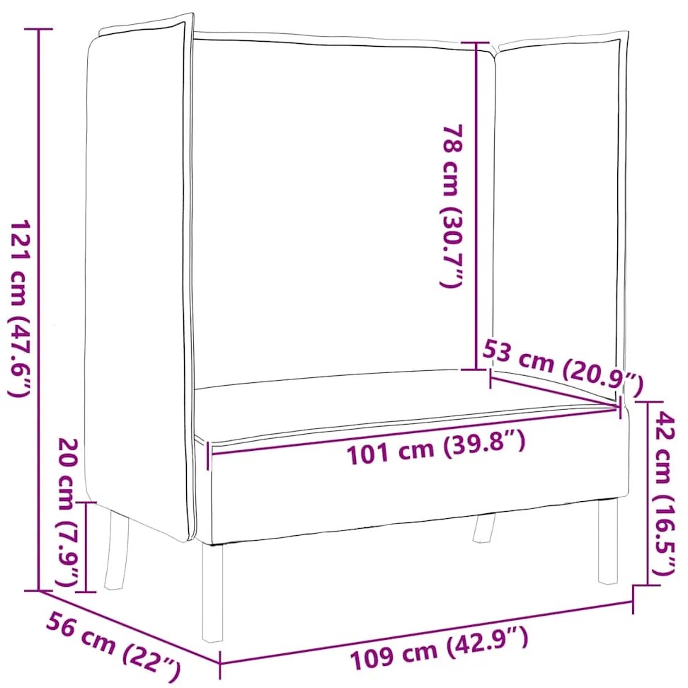 Sofá Alto Cinza Claro 109x56x121 cm Fabrics