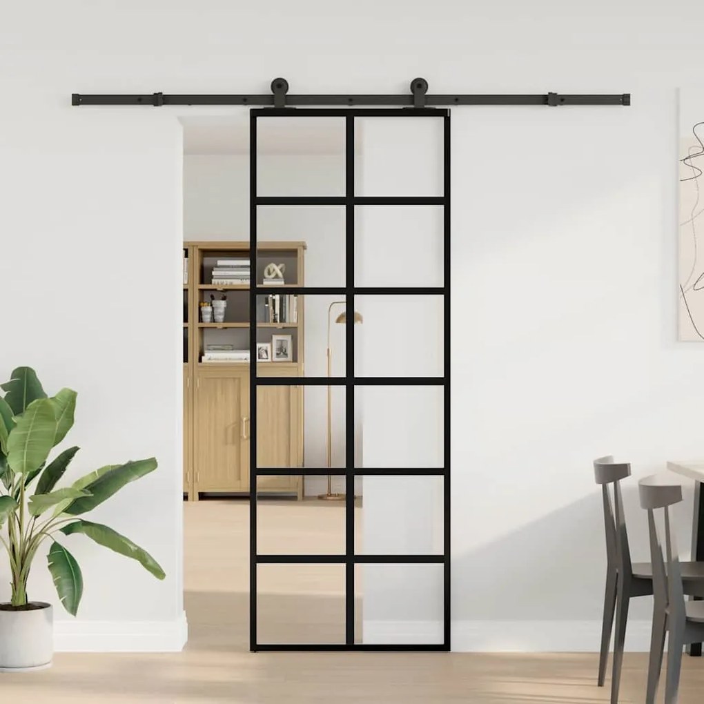 Porta deslizante c/ conj. ferragens 76x205cm vidro ESG/alumínio