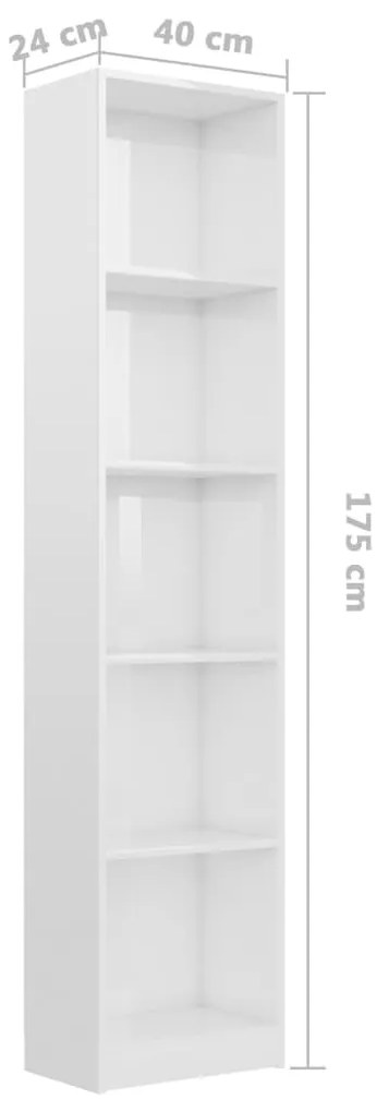 Estante com 5 prateleiras 40x24x175 cm contraplacado branco