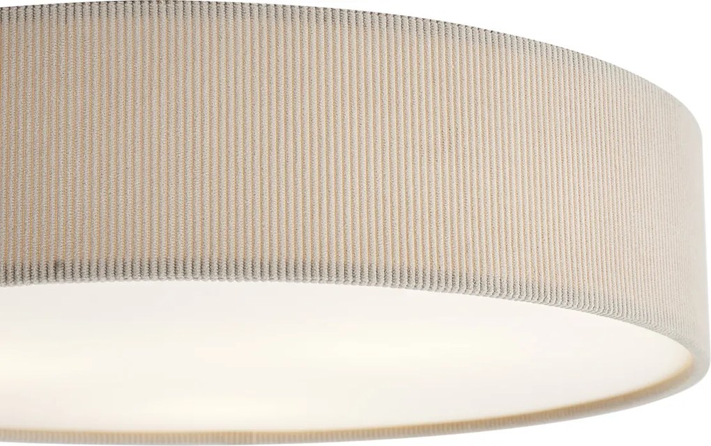 Plafon moderno taupe com abajur de veludo 46cm 3-luzes - Luz