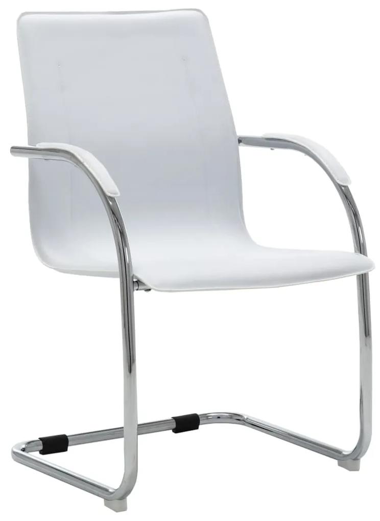 Cadeira de escritório cantilever em couro artificial branco